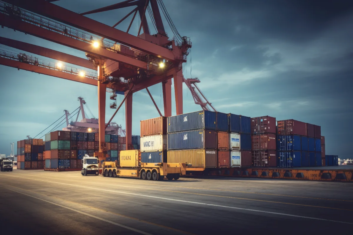 Export consignment of containers prepared for despatch at port
